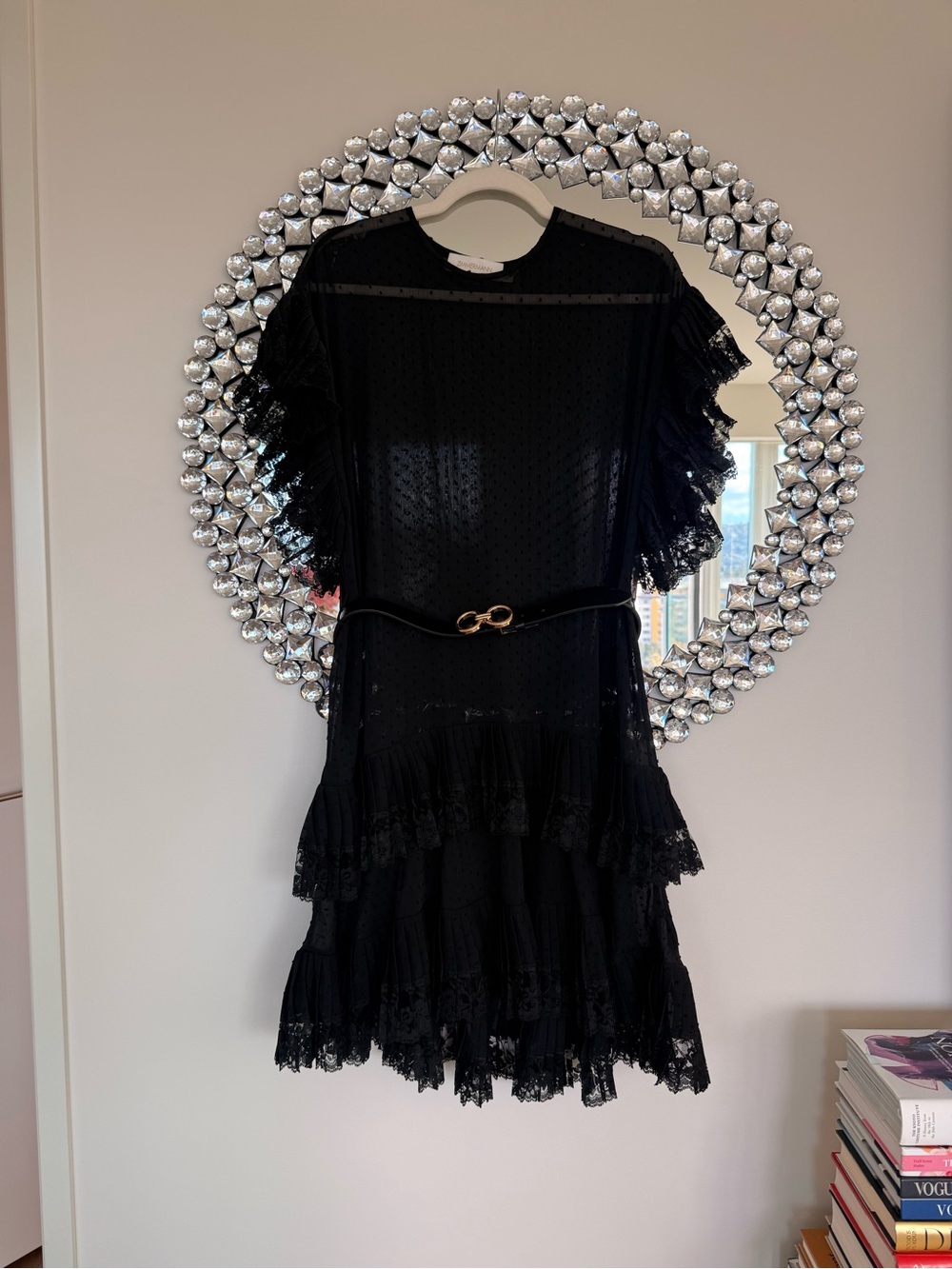 Black Lace Ruffle Mini Dress from Zimmermann